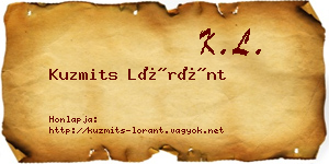 Kuzmits Lóránt névjegykártya